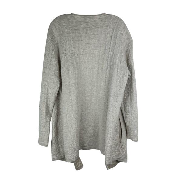 Pure Jill 100% Cotton Textured Knit Sweater Cardigan Size M Oversized Open Beige - Picture 2 of 7
